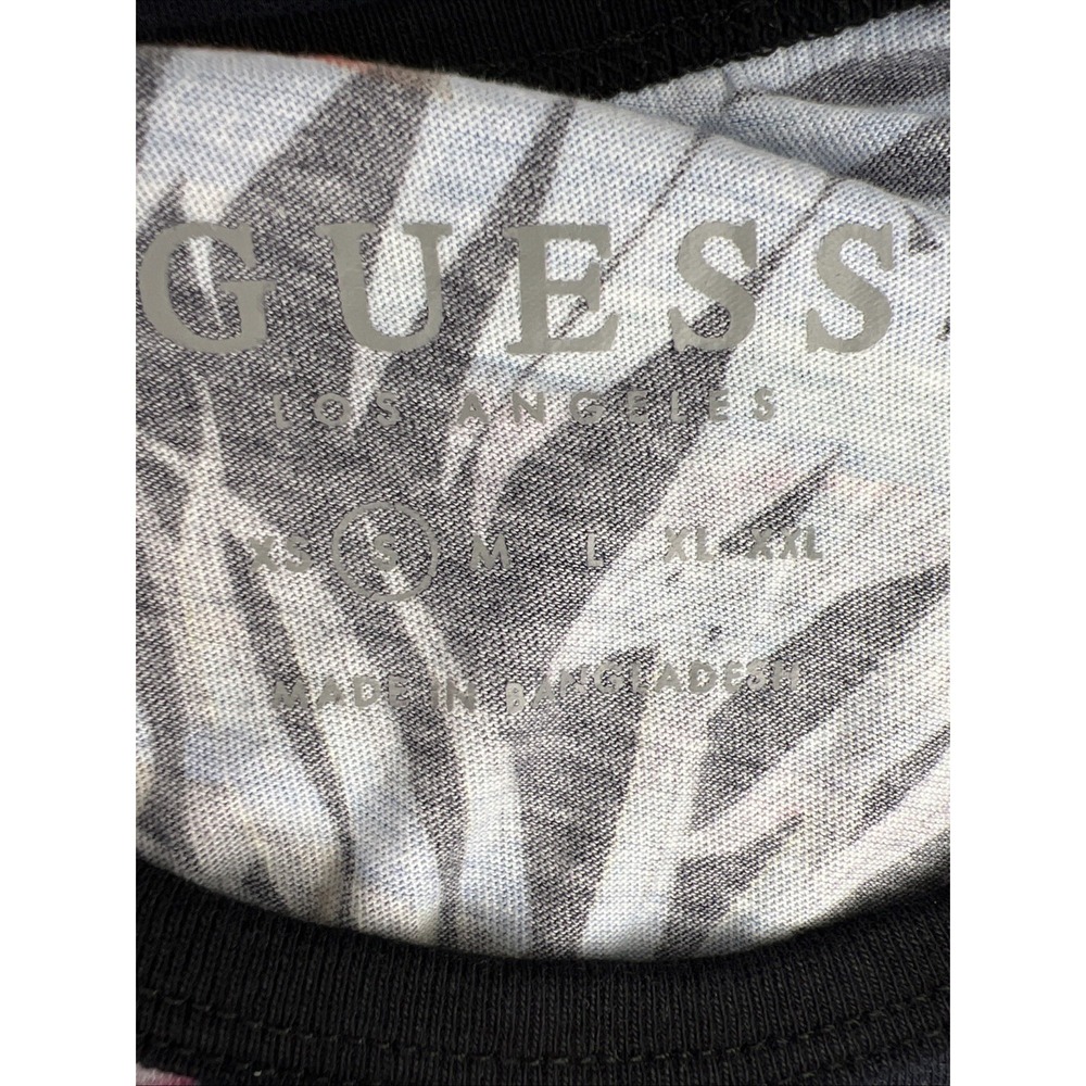 Guess LA Tank Top Mens S Black Tropical Palm Print Graphic Muscle Shirt Summer - Picture 3 of 9